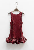 Glitter Puffer Dress Bordeaux