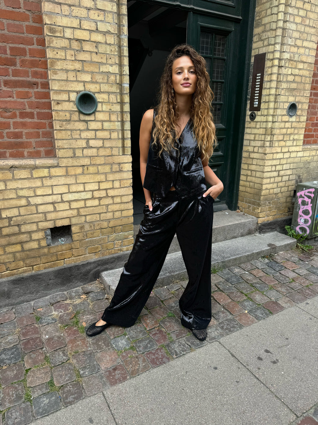 Black Glitter Pants